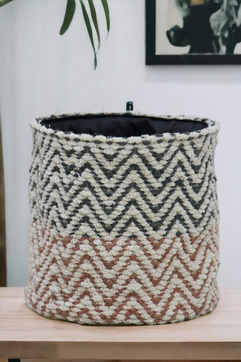 Chevron pattern woven planter